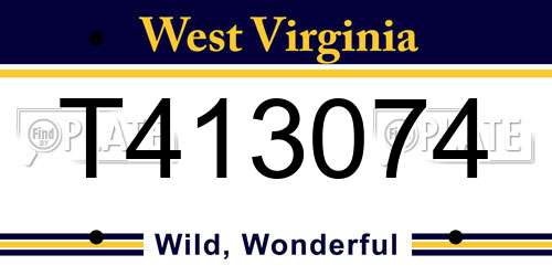 T413074 West Virginia License Plate
