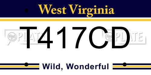 T417CD West Virginia License Plate