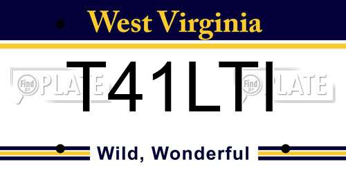 T41LTI West Virginia License Plate