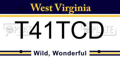 T41TCD West Virginia License Plate
