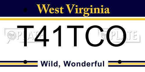 T41TCO West Virginia License Plate