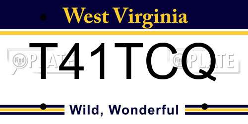 T41TCQ West Virginia License Plate