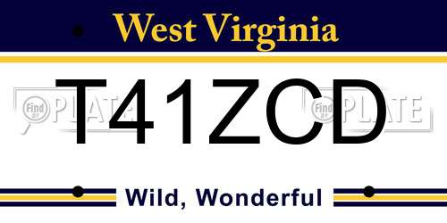 T41ZCD West Virginia License Plate