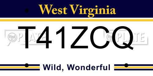T41ZCQ West Virginia License Plate