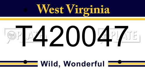 T420047 West Virginia License Plate