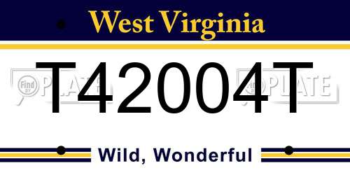 T42004T West Virginia License Plate