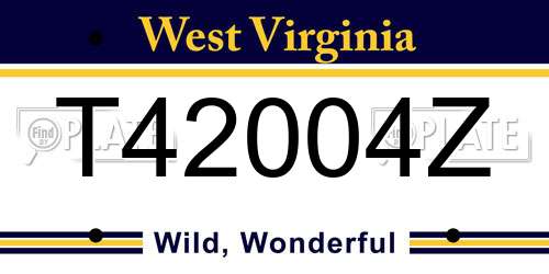 T42004Z West Virginia License Plate