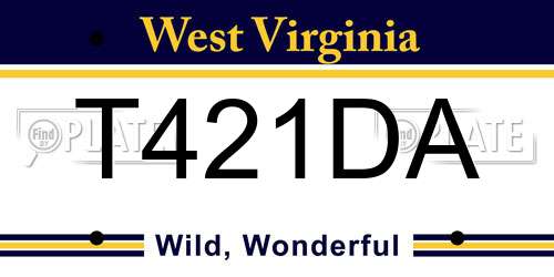 T421DA West Virginia License Plate