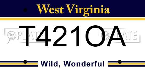 T421OA West Virginia License Plate