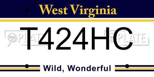 T424HC West Virginia License Plate