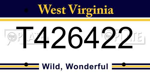T426422 West Virginia License Plate