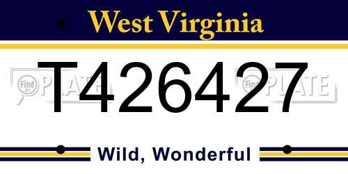 T426427 West Virginia License Plate