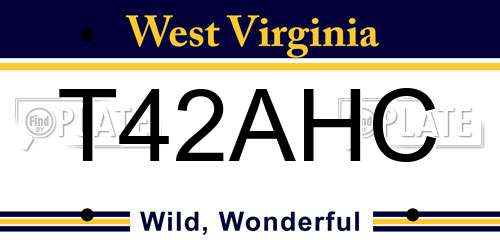 T42AHC West Virginia License Plate