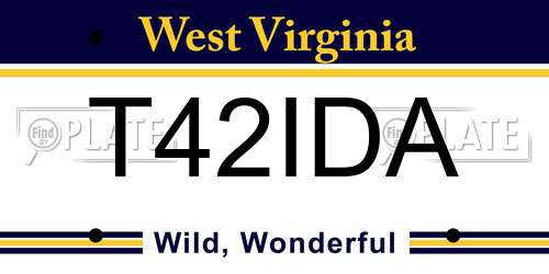T42IDA West Virginia License Plate