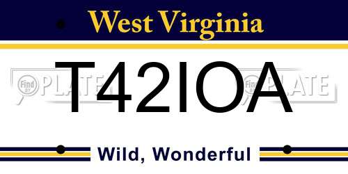 T42IOA West Virginia License Plate