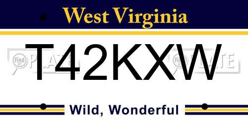 T42KXW West Virginia License Plate