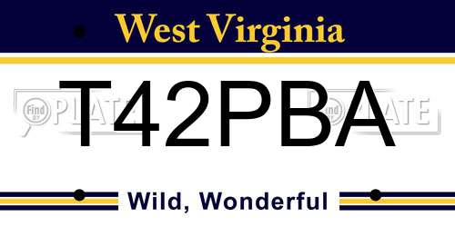 T42PBA West Virginia License Plate