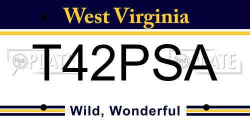 T42PSA West Virginia License Plate