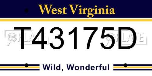 T43175D West Virginia License Plate