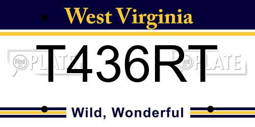 T436RT West Virginia License Plate
