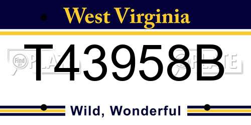 T43958B West Virginia License Plate
