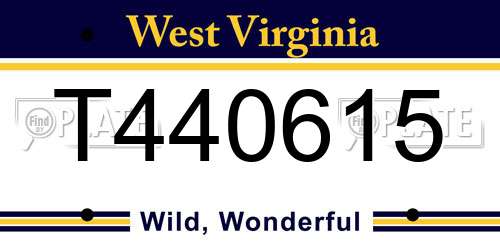 T440615 West Virginia License Plate