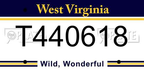 T440618 West Virginia License Plate