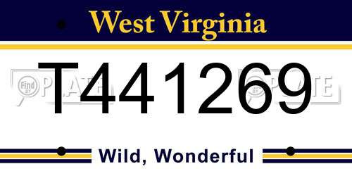 T441269 West Virginia License Plate