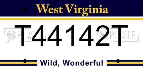 T44142T West Virginia License Plate