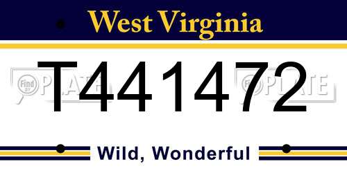 T441472 West Virginia License Plate