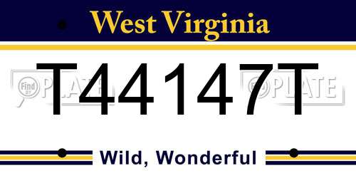 T44147T West Virginia License Plate