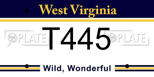T445 West Virginia License Plate