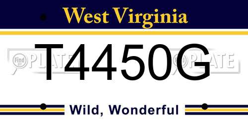T4450G West Virginia License Plate