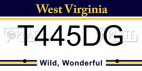 T445DG West Virginia License Plate