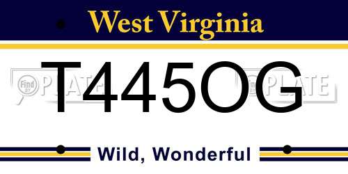T445OG West Virginia License Plate