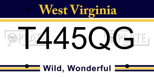 T445QG West Virginia License Plate