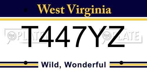 T447YZ West Virginia License Plate