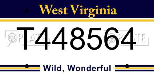 T448564 West Virginia License Plate