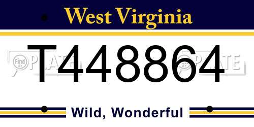 T448864 West Virginia License Plate