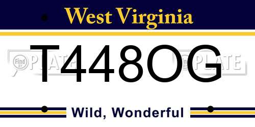 T448OG West Virginia License Plate