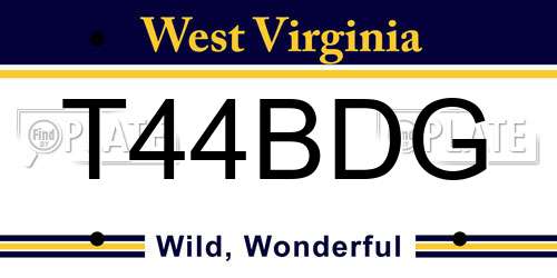T44BDG West Virginia License Plate