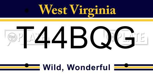 T44BQG West Virginia License Plate