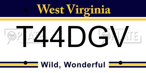 T44DGV West Virginia License Plate
