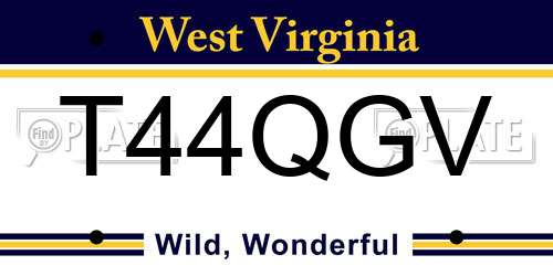 T44QGV West Virginia License Plate