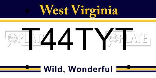 T44TYT West Virginia License Plate