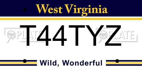T44TYZ West Virginia License Plate
