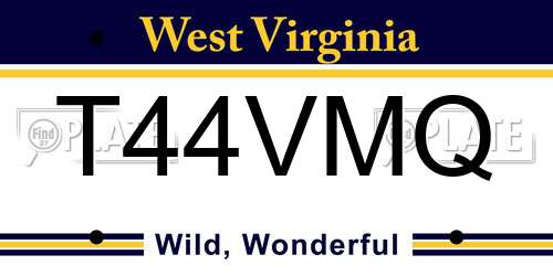 T44VMQ West Virginia License Plate
