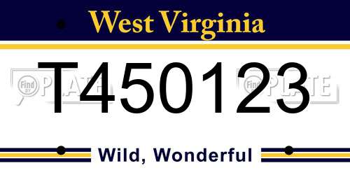 T450123 West Virginia License Plate