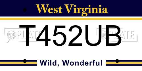 T452UB West Virginia License Plate