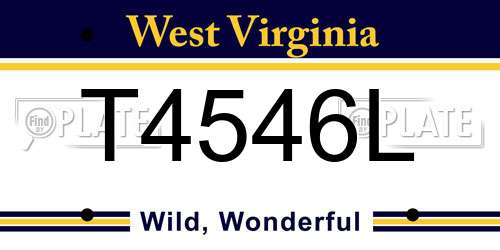T4546L West Virginia License Plate
